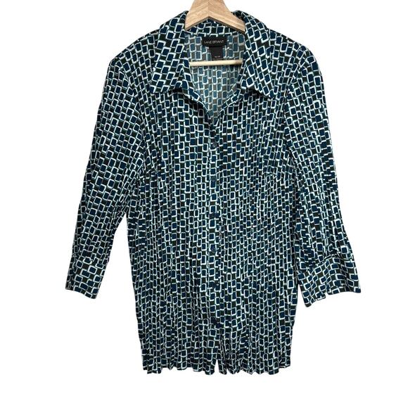 Lane Bryant Geometric Print Button Up Blouse Top Stretch Sz 18/20 Office Casual - Picture 1 of 11